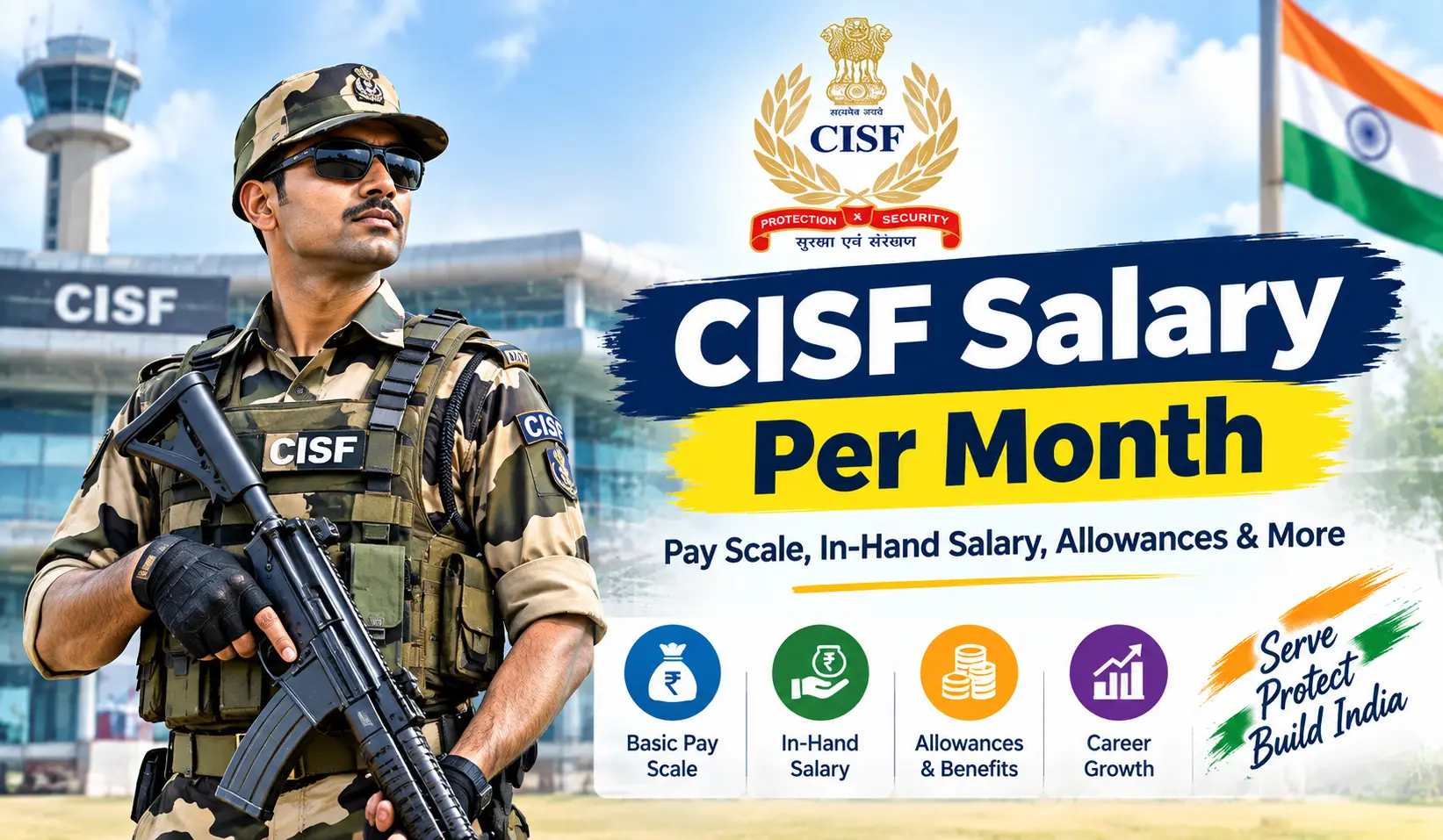 CISF salary per month in 2026 showing Constable pay scale, allowances, in-hand salary and career progression