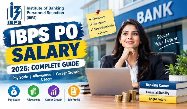 IBPS PO salary 2026 showing a public sector bank officer, salary pay scale, allowances and career growth