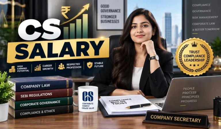Company Secretary salary in India 2026 showing CS career growth, pay range and corporate governance role