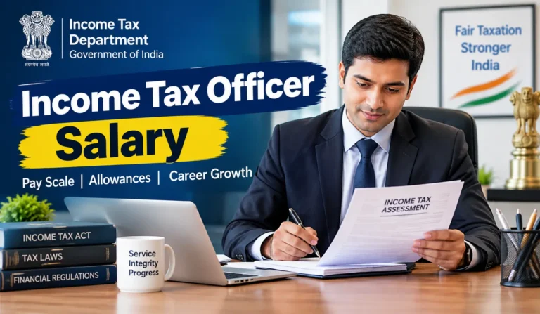 Income Tax Officer salary in India 2026 showing Pay Level 8, allowances, career growth and government job benefits